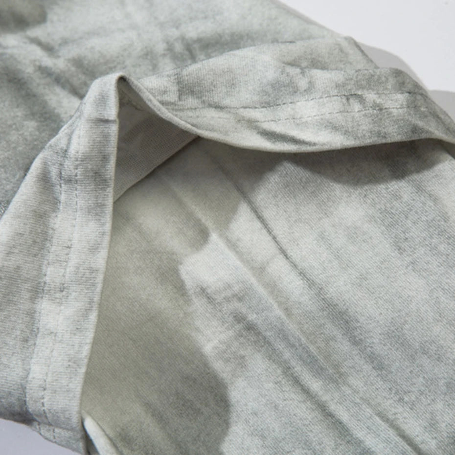 Harajuku Vintage Oversized T-shirts Men Streetwear Hip Hop Long Sleeve T Shirts Washed Retro Loose Tee Tops