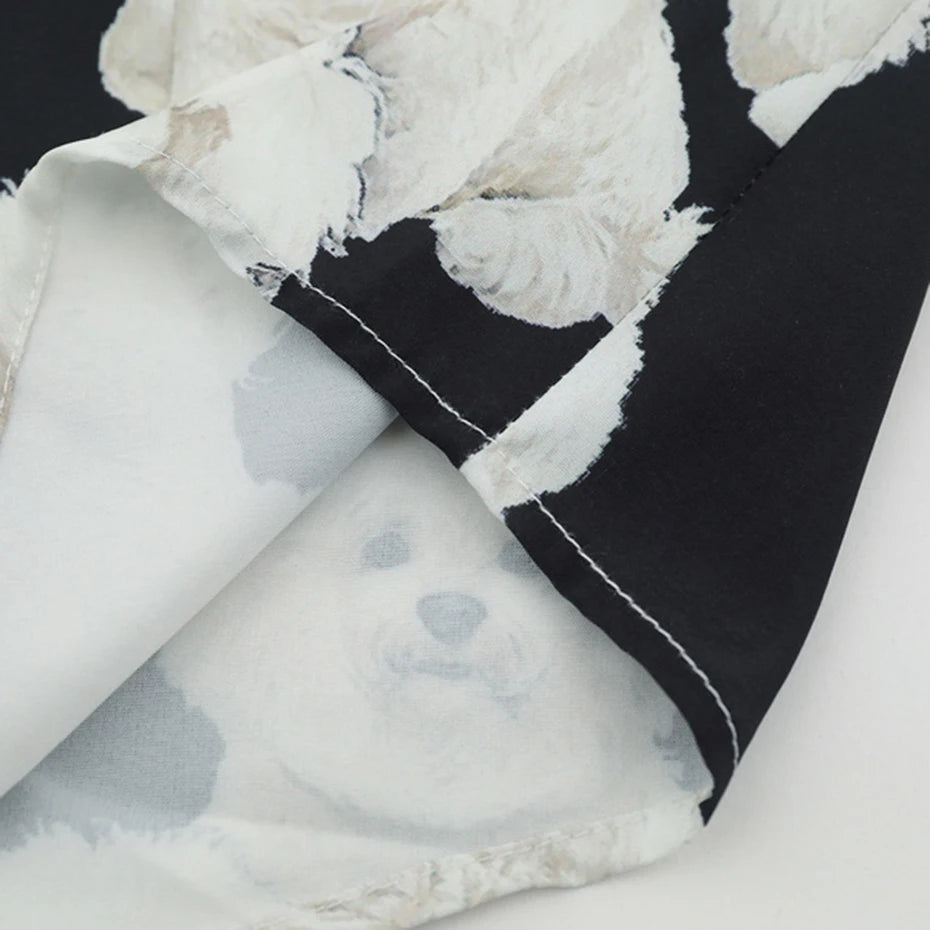 Dogs Graphic Shirts Mens Summer Casual Shirts Loose Short Sleeve Button Up Blouse Streetwear Harajuku Hip Hop Shirts for Male