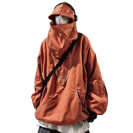 Fashion Techwear Jackets Hooded Cargo Coat Zipper Pockets Pullover Men's Jacket Hip Hop Harajuku Streetwear Oversized Man Jacket