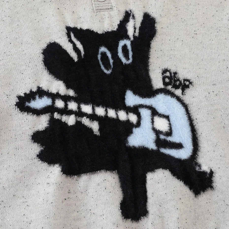 Cartoon Graphic Sweaters Men Streetwear Harajuku Hip Hop Oversized Sweaters Knit Pullover Jumper Casual Loose Sweaters