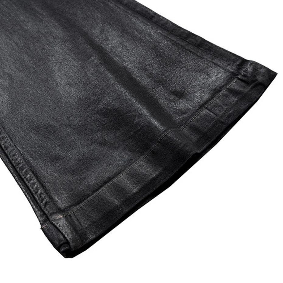 Wax Printed Flared Jeans Men Black Baggy Jeans Black Loose Flared Denim Pants RO Style Harajuku Hip Hop Jeans