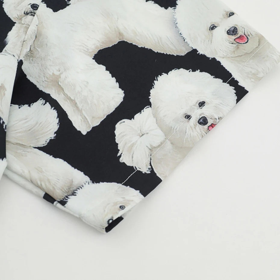 Dogs Graphic Shirts Mens Summer Casual Shirts Loose Short Sleeve Button Up Blouse Streetwear Harajuku Hip Hop Shirts for Male