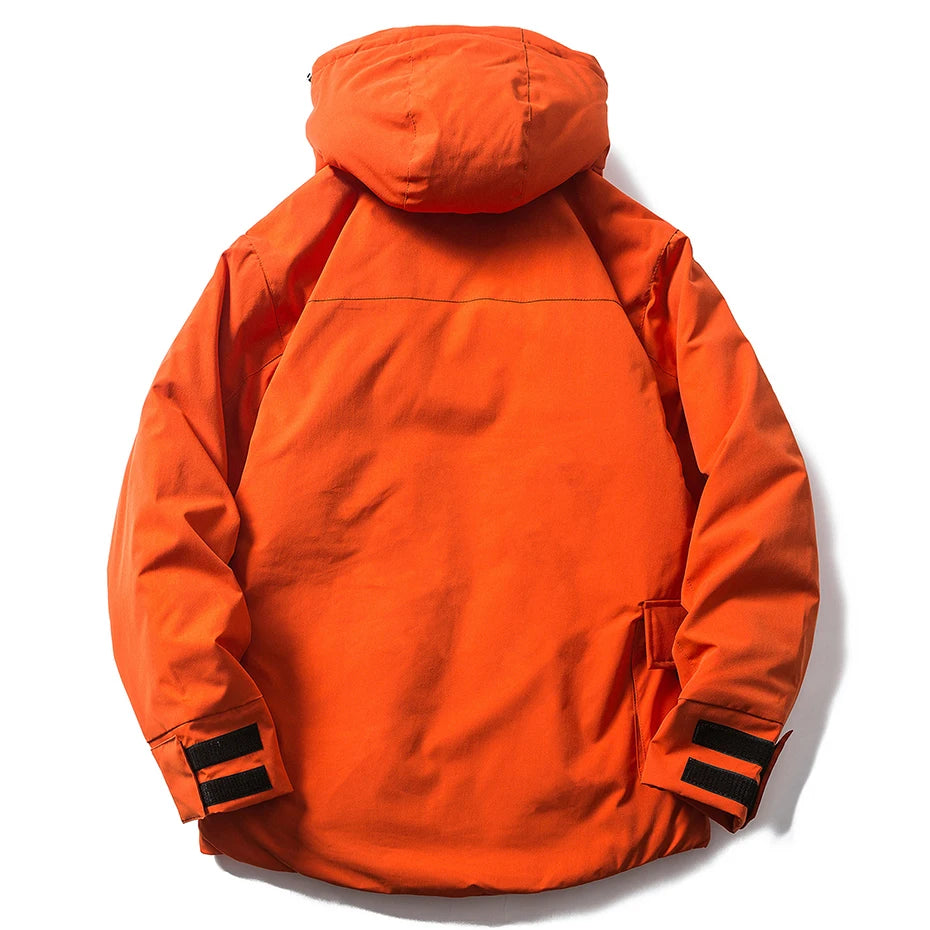 Men Winter Parkas Thick Hooded Jacket Multi Pockets Mask Caps Windbreaker Coat Streetwear Zipper Puffer Jackets Down Coat