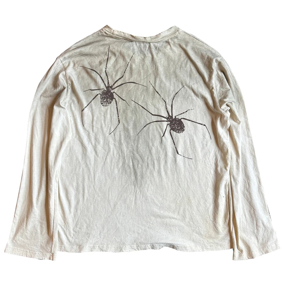 Vintage Oversized T-shirts Dark Gothic Loose Long Sleeve T Shirts Harajuku Streetwear Retro Tshirts Hip Hop Y2K Tee Tops