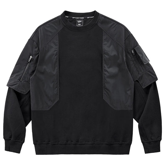 Darkwear Techwear Sweatshirt Hide Pocket Cargo Hoodie Men Streetwear Harajuku Hip Hop Y2K Hoodies Pullover Tracksuit Black