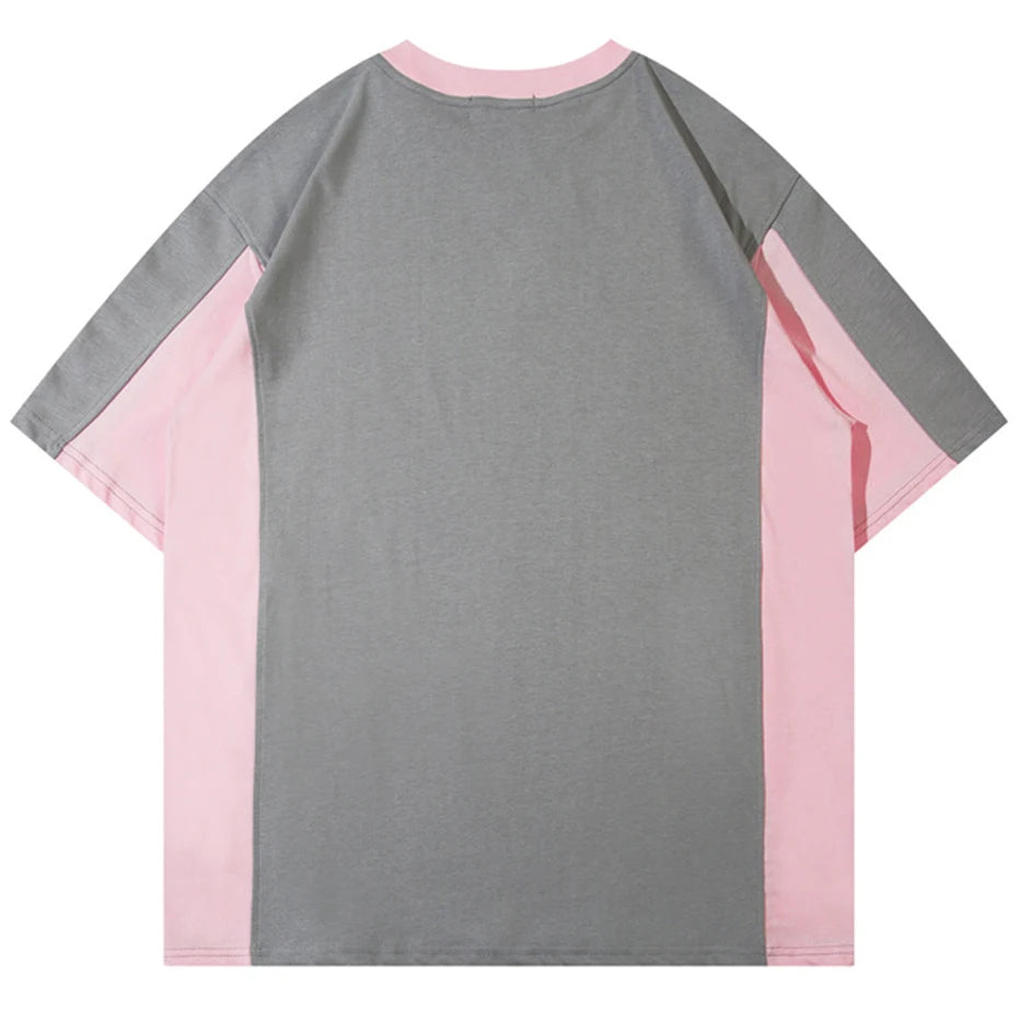 T Shirts Printed Patchwork Oversized Men T Shirt Harajuku Streetwear Hip Hop Tee Summer Fashion Casual Loose Tshirt Y2K