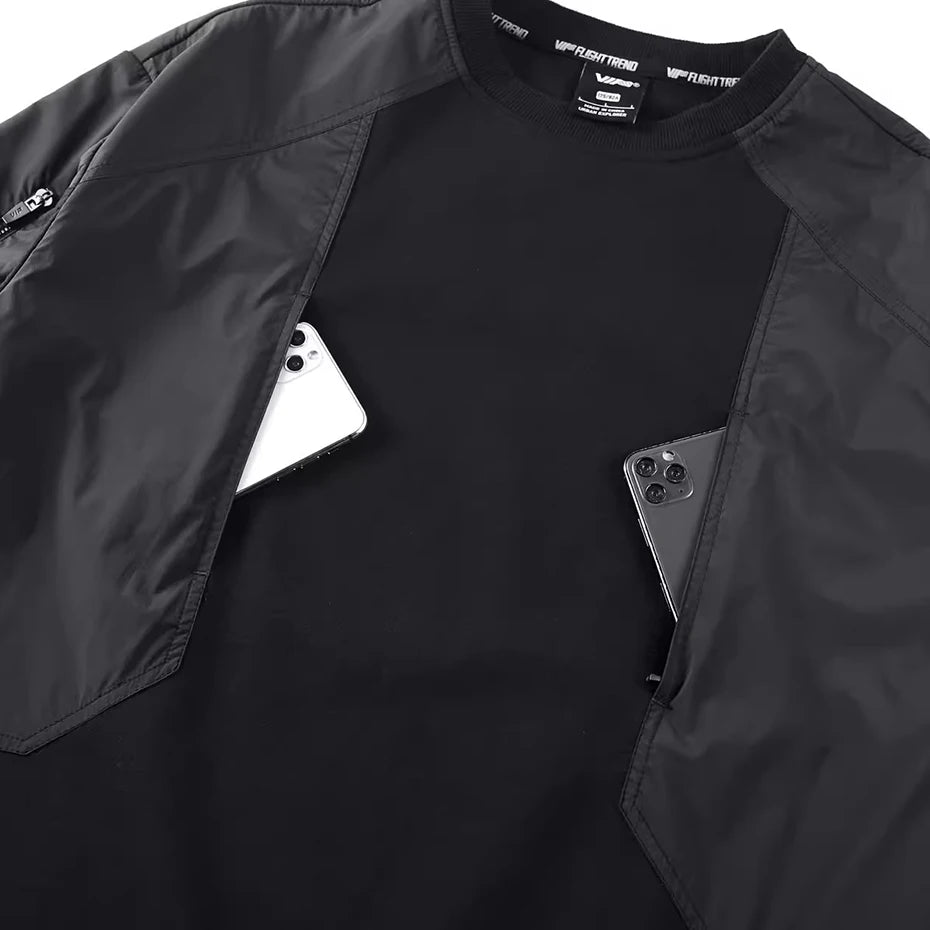 Darkwear Techwear Sweatshirt Hide Pocket Cargo Hoodie Men Streetwear Harajuku Hip Hop Y2K Hoodies Pullover Tracksuit Black