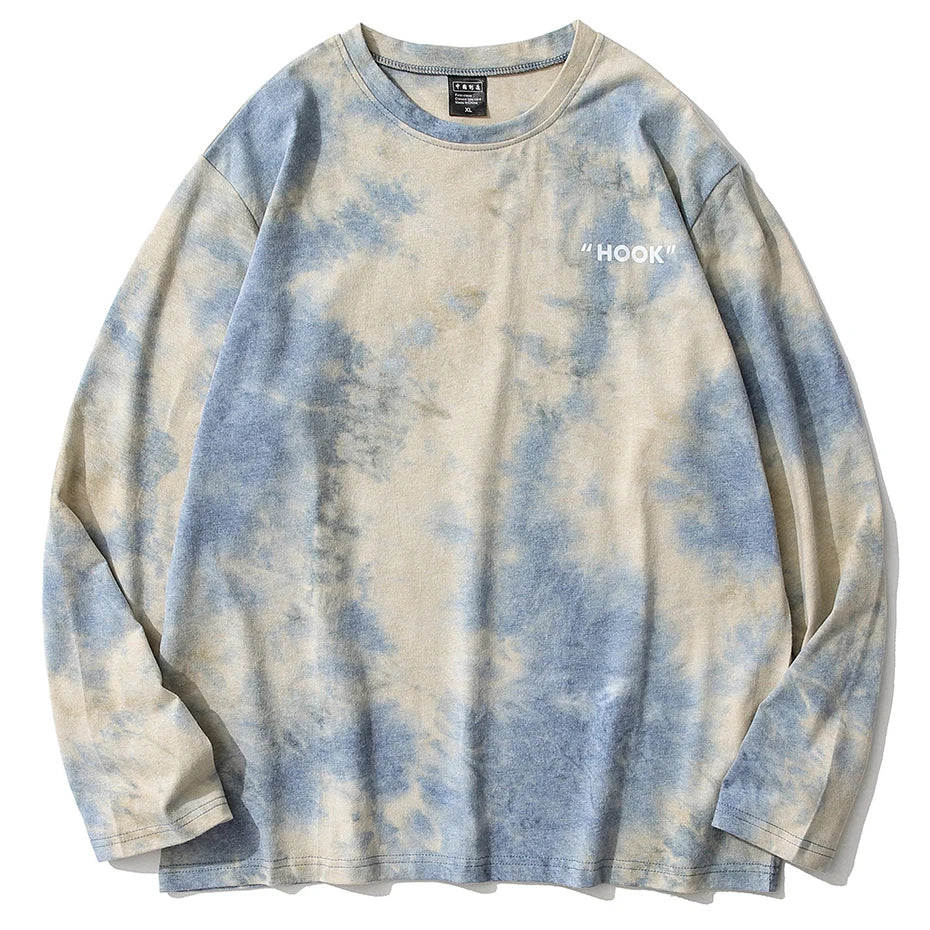 Vintage Oversized Long Sleeve T-shirts Streetwear Harajuku Hip Hop Tie Dye T Shirts Casual Loose Tee Tops Tshirts