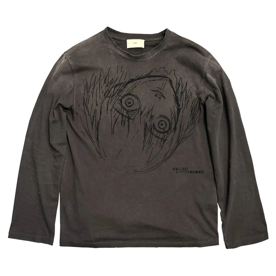 Anime Graphic Vintage T Shirts Y2K Harajuku Oversized Tee Tops Punk Gothic Tshirt Streetwear Hip Hop T-shirts Unisex