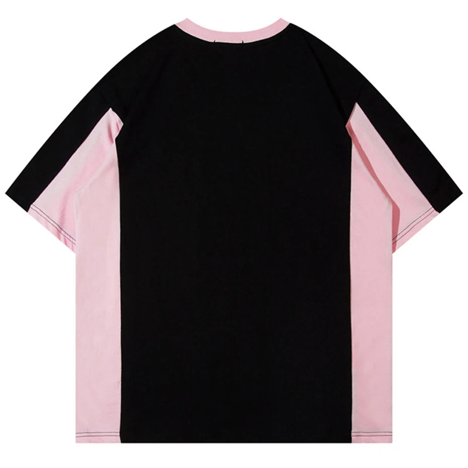 T Shirts Printed Patchwork Oversized Men T Shirt Harajuku Streetwear Hip Hop Tee Summer Fashion Casual Loose Tshirt Y2K