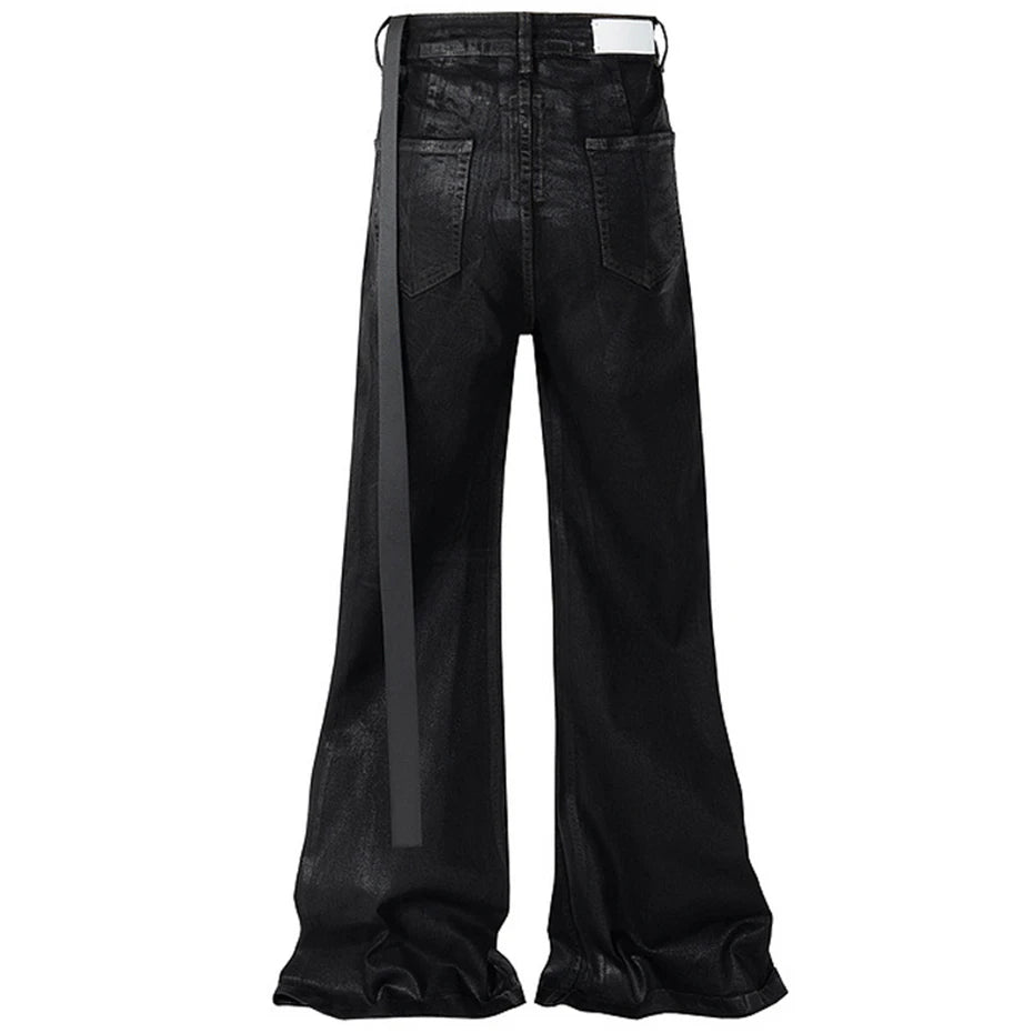 Wax Printed Flared Jeans Men Black Baggy Jeans Black Loose Flared Denim Pants RO Style Harajuku Hip Hop Jeans