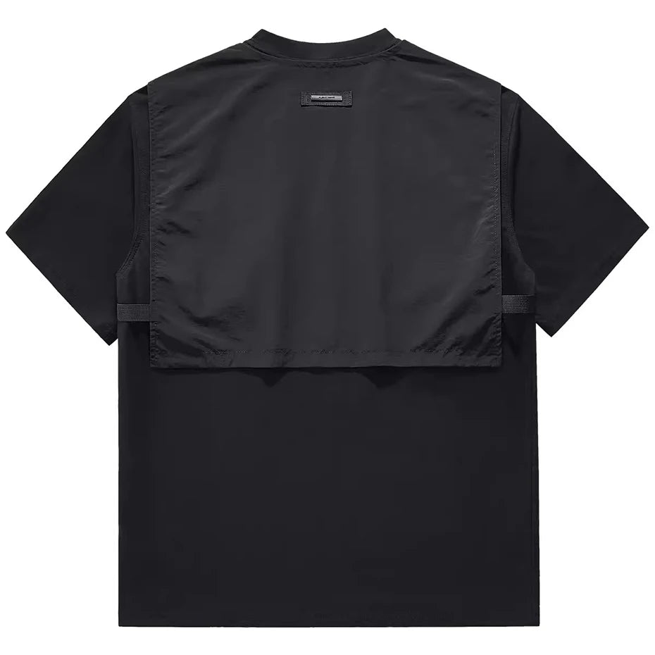 Men Fashion T Shirts Fake Two Piece Vest Patchwork Techwear Cyber T-shirt Tactical Cargo Tops Male Streetwear Hip Hop Tshirt