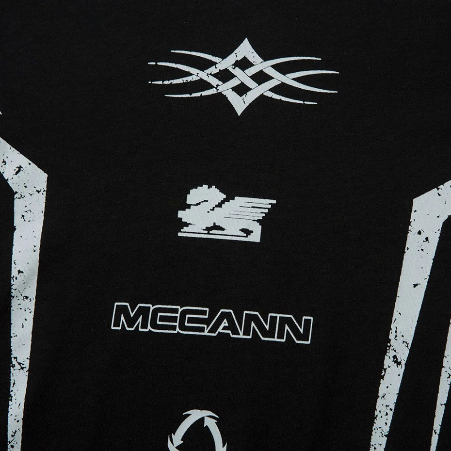 Harajuku Vintage Oversized T-shirts Streetwear Hip Hop Graphic Fake Two Piece T Shirts Men Loose Long Sleeve Tee Tops