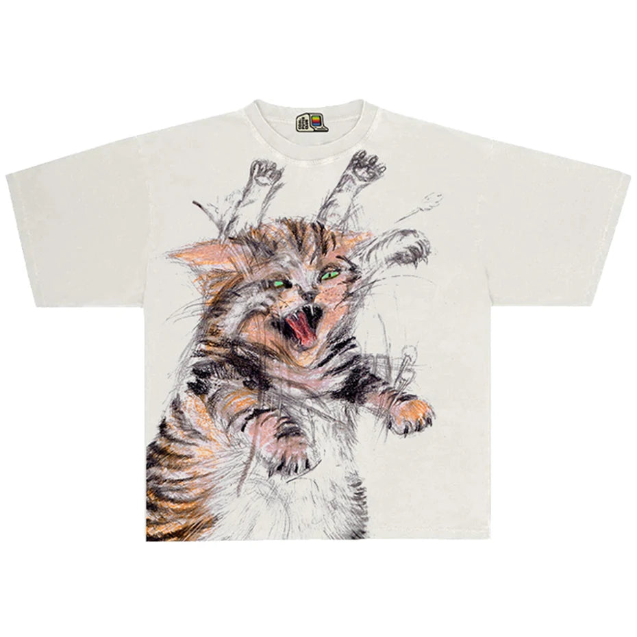 Funny Cats Graphic T-shirts Vintage Oversized T Shirts Summer Loose Casual Tee Tops Streetwear Harajuku Hip Hop Tshirts Unisex