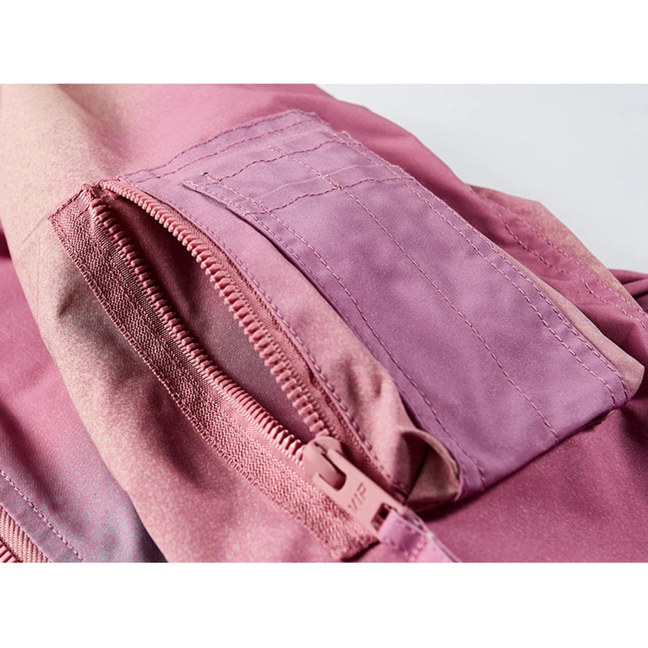 Harajuku Hip Hop Bomber Jacket Pink Plus Size Streetwear Techwear Jackets Couple Fashion Baseball Varsity Jacket and Coat