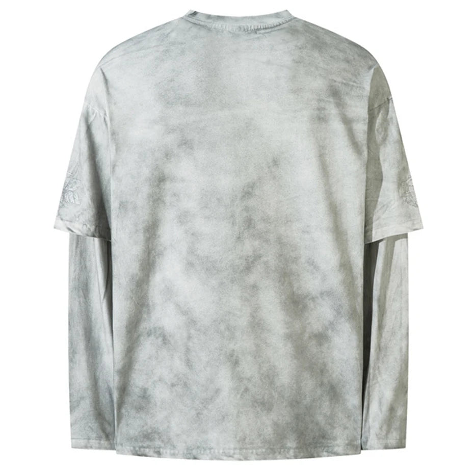 Harajuku Vintage Oversized T-shirts Men Streetwear Hip Hop Long Sleeve T Shirts Washed Retro Loose Tee Tops