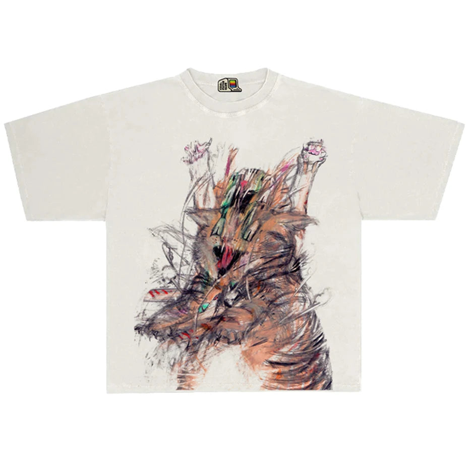 Funny Cats Graphic T-shirts Vintage Oversized T Shirts Summer Loose Casual Tee Tops Streetwear Harajuku Hip Hop Tshirts Unisex