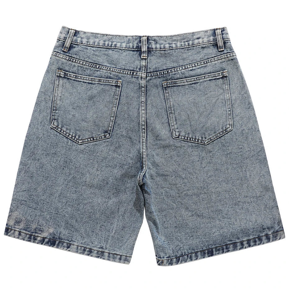 Streetwear Harajuku Denim Shorts 2025 New Men Patchwork Oversized Hip Hop Blue Jeans Shorts Summer Casual Loose Shorts